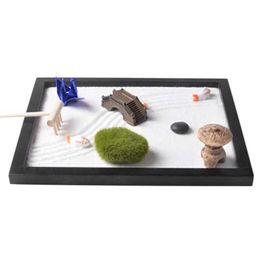 Japanese Zen Sand Garden Tabletop Mini Zen Garden Kit Miniature Buddha Crafts Home Decoration Tabletop Mini Zen Garden Kit